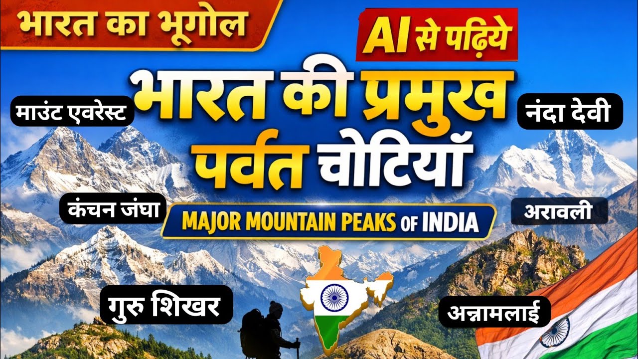 AI से पढ़िये भारत की प्रमुख पर्वत,पहाड़ ,चोटियाँ | Major mountain peak in India | Mountains of India