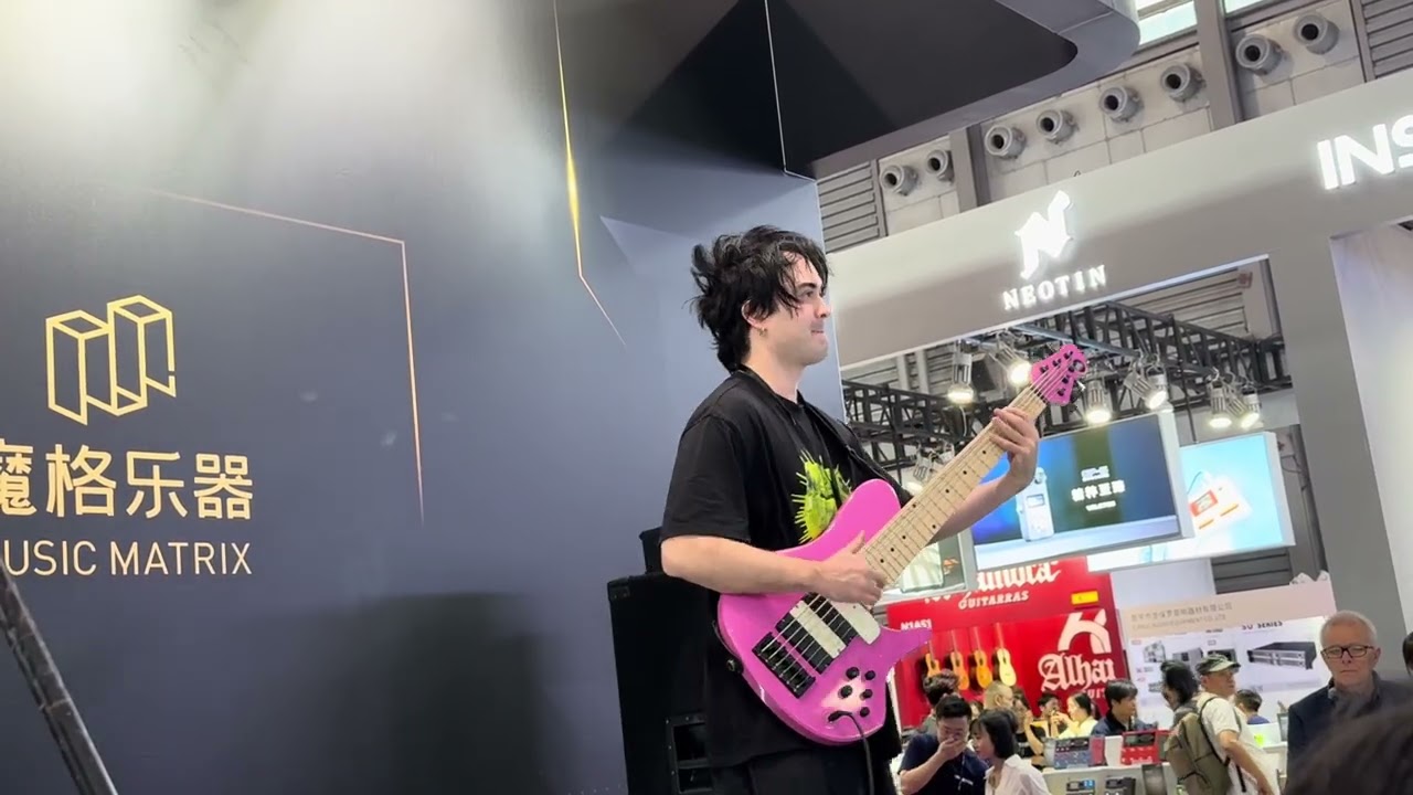 Dirty Loops bassist Henrik Linder live at the 2025 Shanghai Music Expo 2