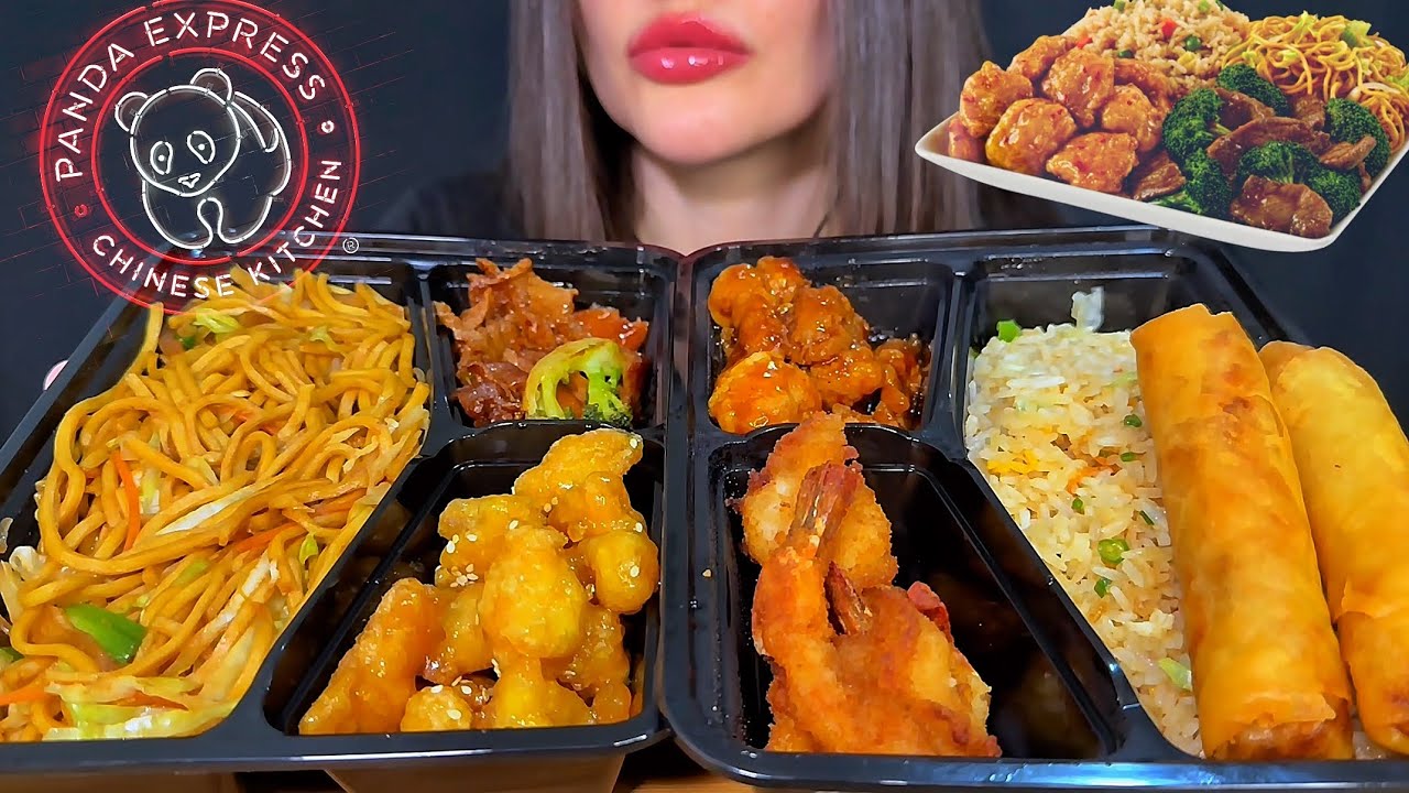 ASMR EATING PANDA EXPRESS | ORANGE CHICKEN, CHOW MEIN NOODLES | CHINESE FOOD MUKBANG