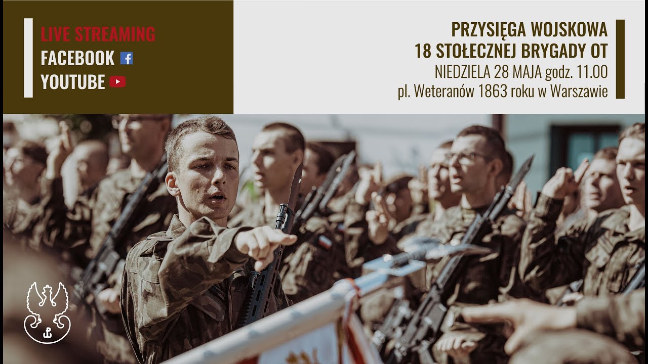 LIVESTREAM Przysięgi Wojskowej 18 Stołecznej Brygady Obrony Terytorialnej