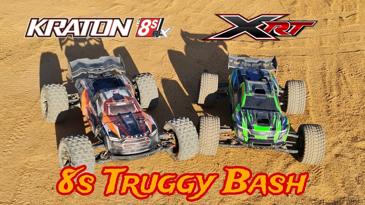 Traxxas Xrt and Arrma Kraton 8s run at the track