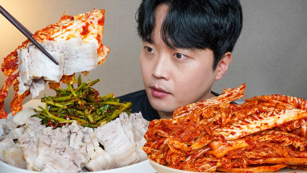 아내표 집밥🍚 보쌈 갓담근 김치 미나리무침 요리 먹방 Kimchi & Boiled Pork ASMR MUKBANG REAL SOUND EATING SHOW