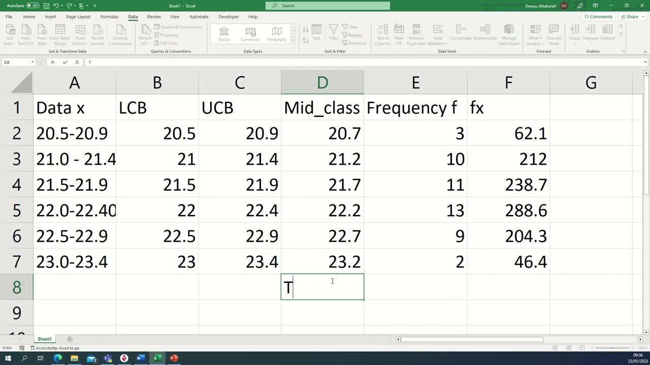 Calculating Mean, Median and Mode in excel