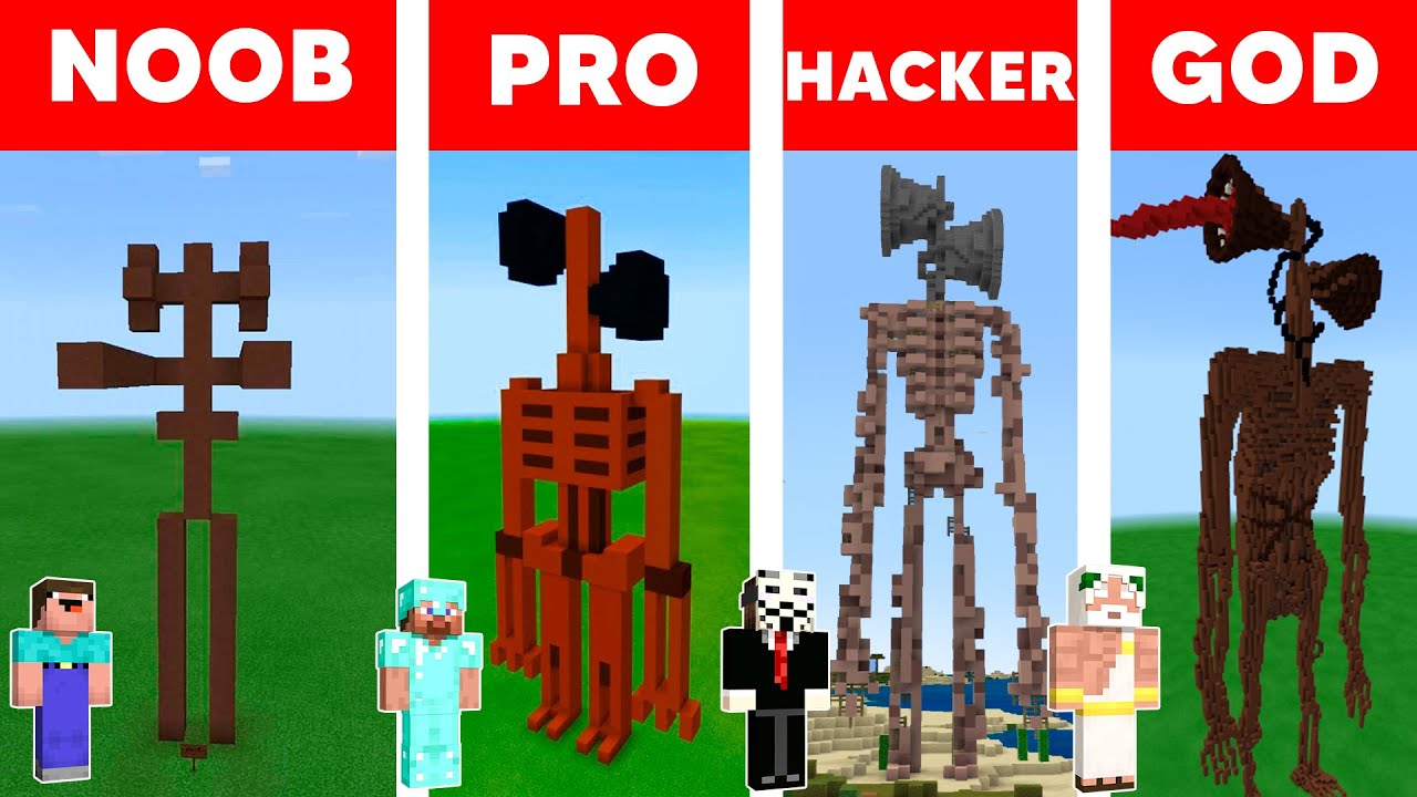 BABY SHARK - NOOB vs PRO vs HACKER vs GOD: SIREN HEAD BUILD CHALLENGE IN MINECRAFT! - Animation