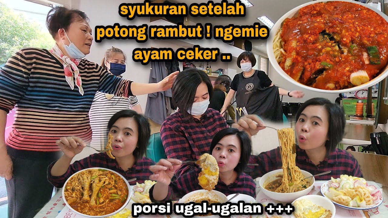 Nge-Mie Ayam Ceker Setelah Potong Rambut Bareng Majikan !! ugal-ugalan + 2 telor + kerupuk + nasi ++