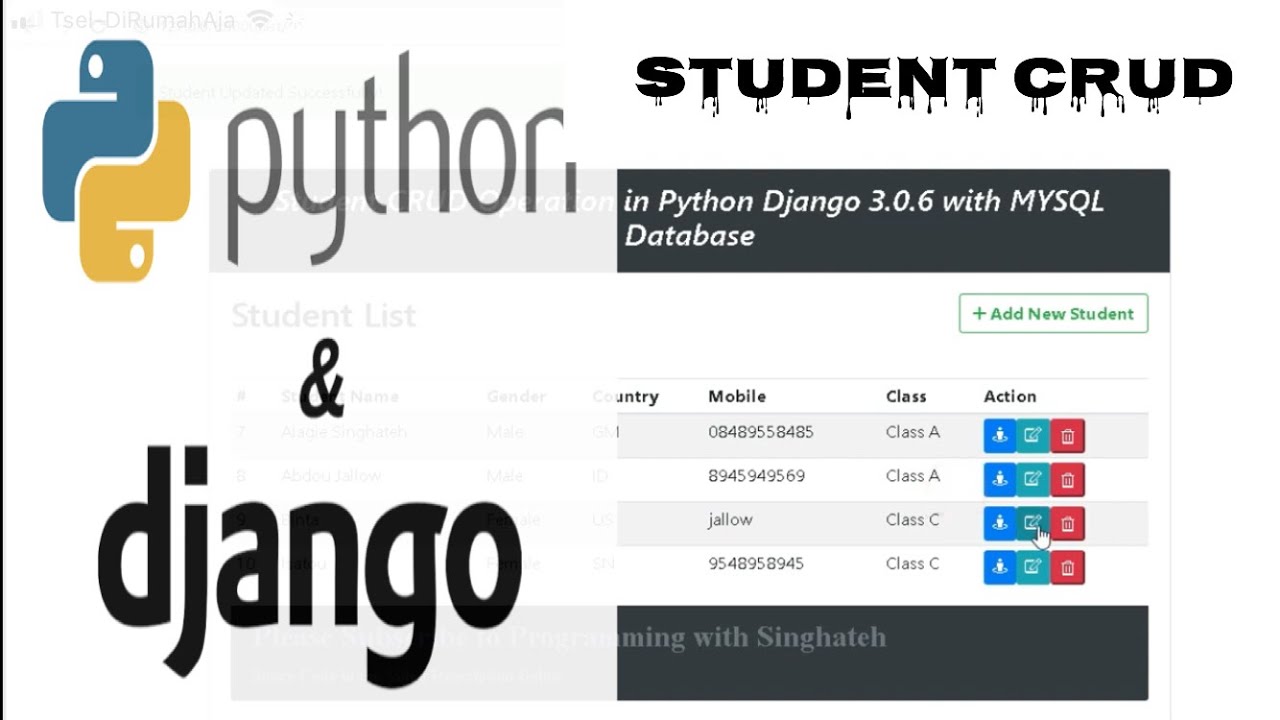 Python Framework Django || Student Complete CRUD || 2020 || Free Source Code 👇🏿👇🏿