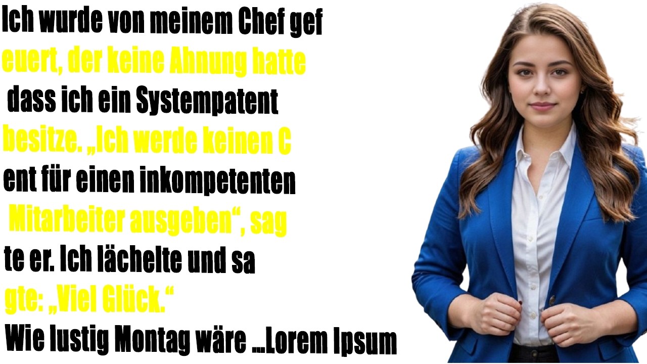 Mein ahnungsloser Chef feuerte mich – ohne zu wissen, dass ich das System-Patent besitze…