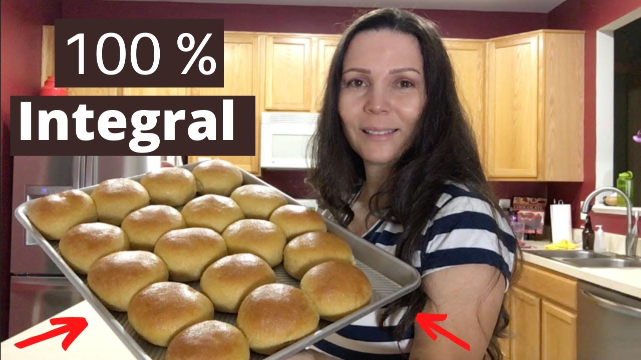 PÃO INTEGRAL DE BATATA DOCE  - Pão caseiro fofinho fácil feito com trigo 100% integral moído em casa