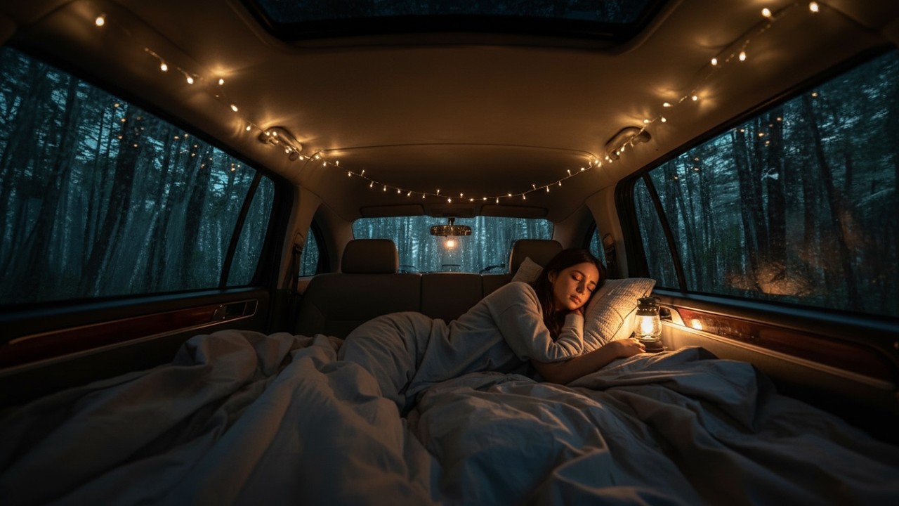 8 Hours Heavy Rain in Van | Sleep Ambience