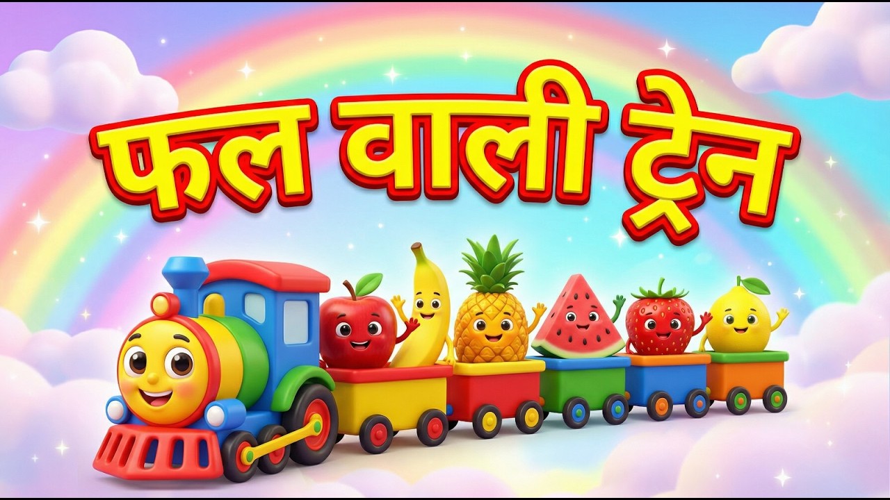 फलों वाली ट्रेन  और उसके फल दोस्तों से मिलिए | Fruit Train on a Fruits Ride I Little Rainbow kids