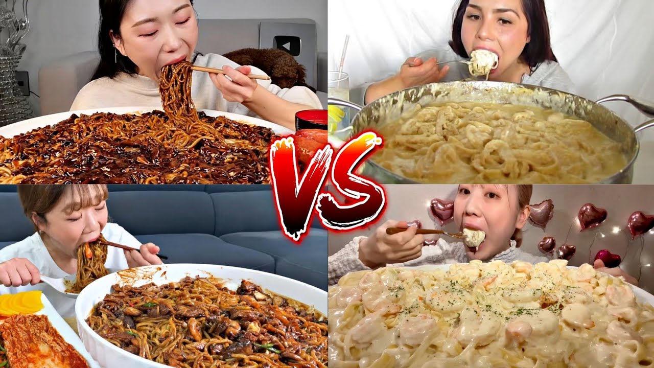Black Bean Noodles VS Creamiest Pasta! ⚫🆚⚪
