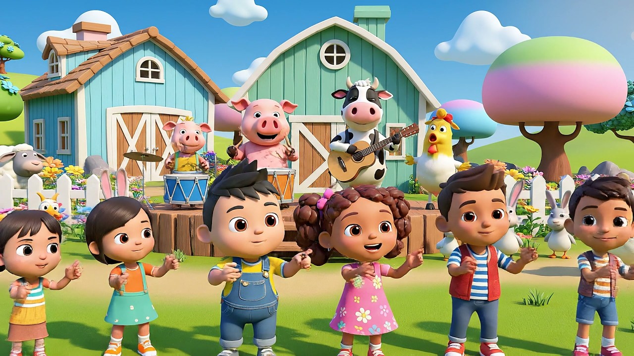 Old MacDonald Animal Band Parade | Fun Musical Instruments & Farm Animal Songs