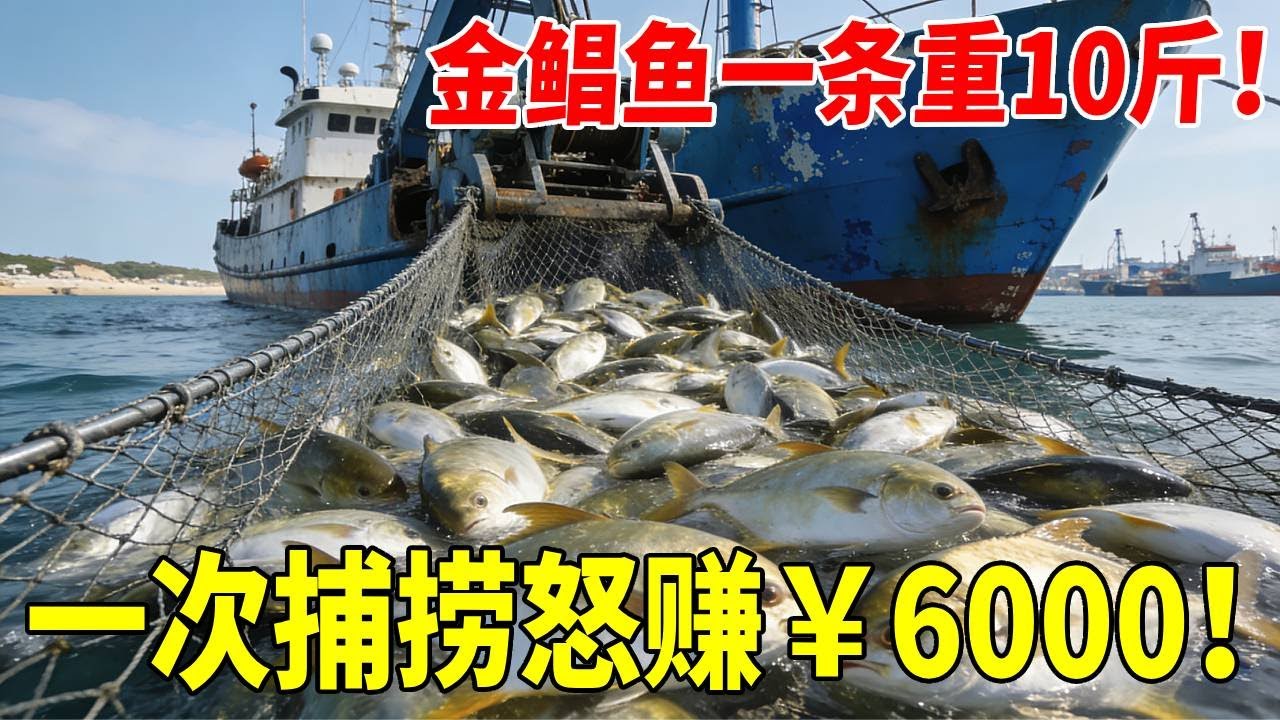 这次外海捕鱼的大货够多，有十斤重的金鲳鱼跟三刀鱼，卖了六千元 #赶海  #出海捕鱼  #渔民  #海鲜