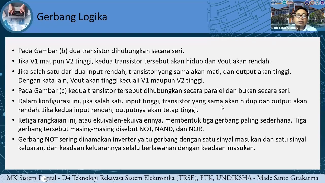 Sistem Digital - Pertemuan 02 Gerbang Logika, Tabel Kebenaran, Aljabar Boolean