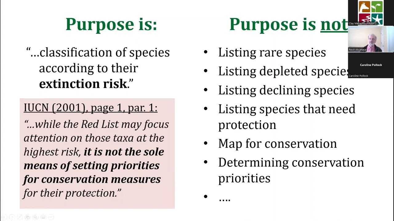IUCN Red List webinar series – 01a The Red List Criteria: your questions answered
