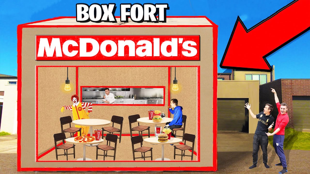 24 HOUR MCDONALD'S BOX FORT! (GIANT RESTURANT!!)