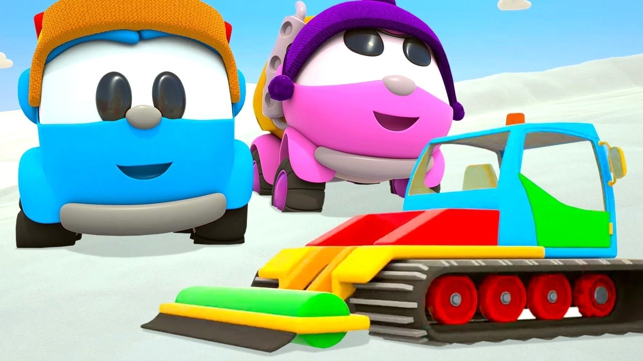 Winterspiele mit Leo und Lea und tollen Autos. Cartoon-Compilation