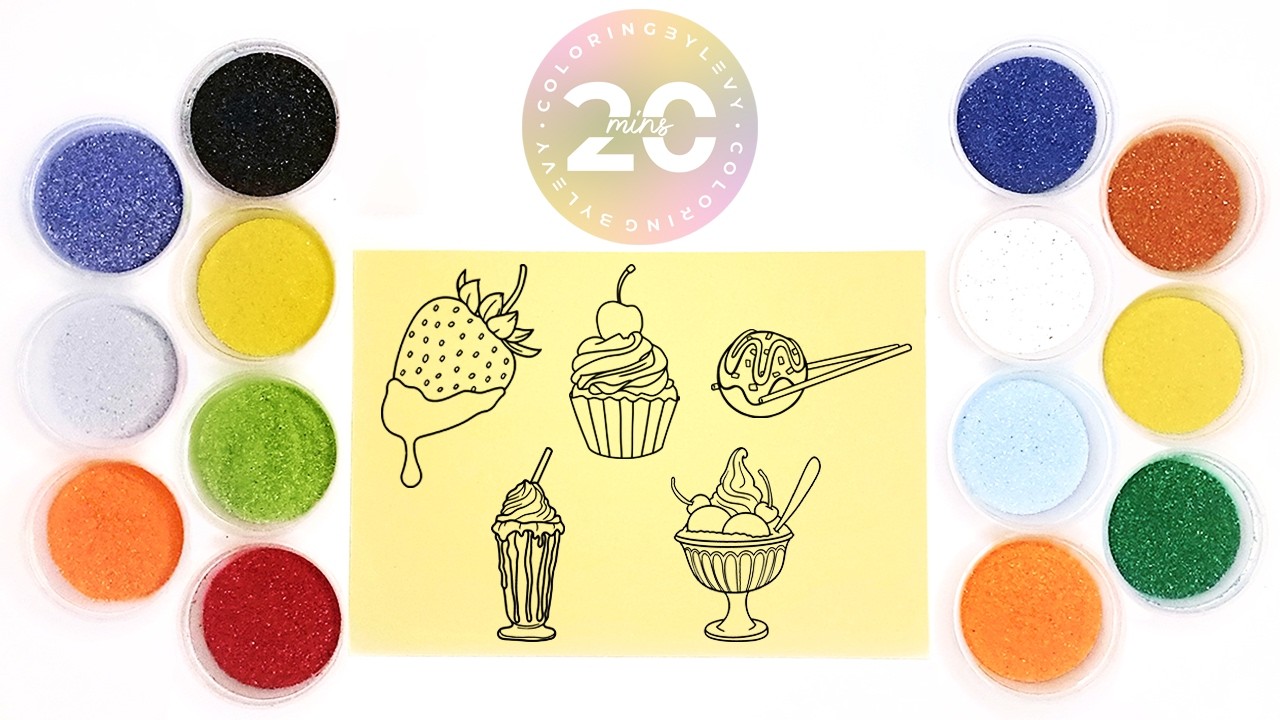 Satisfying 20-Minute Food Sand Coloring Compilation | Soothing, Fun & Relaxing with Music #07