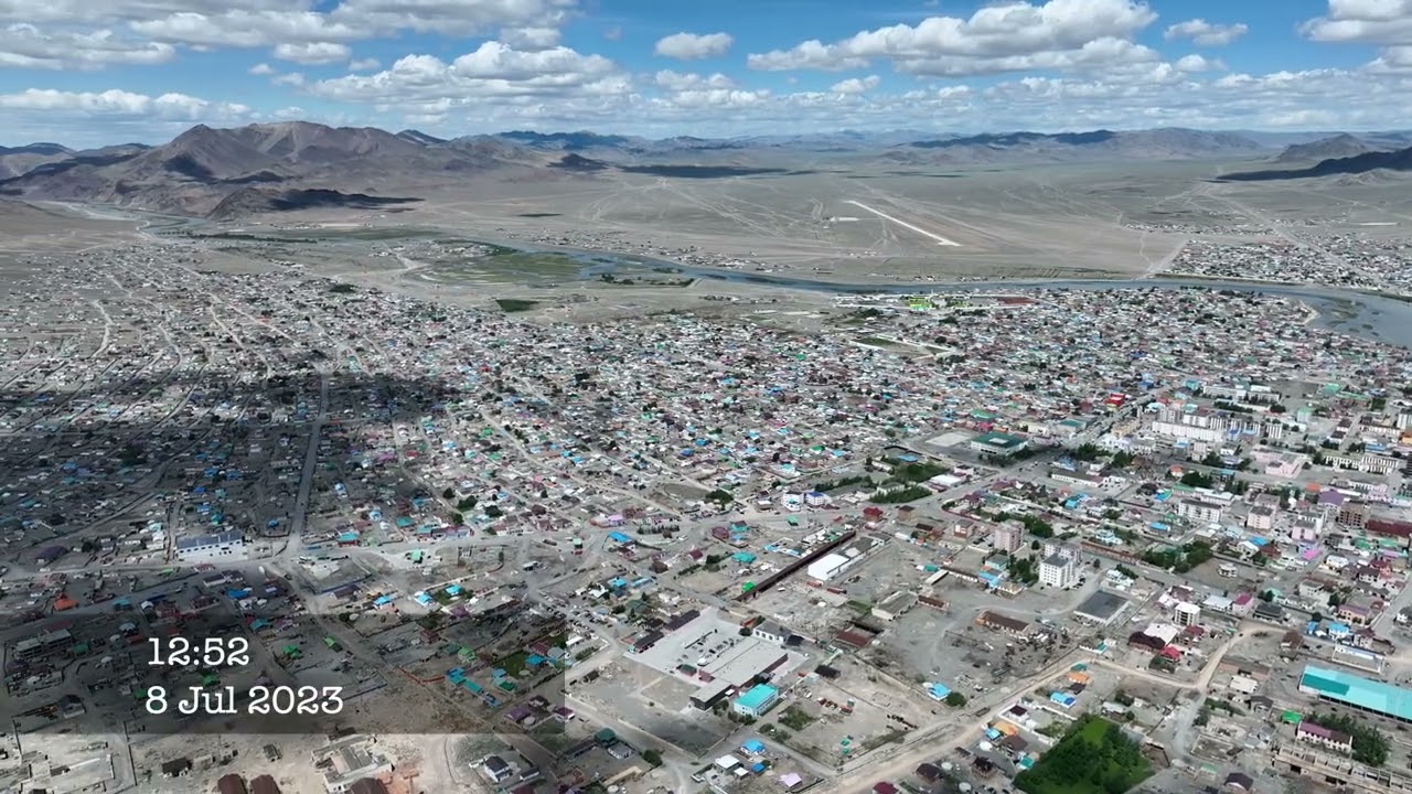 Mongolia 4K - Bayan-Ulgii aimag Ulgii hot (capital) drone