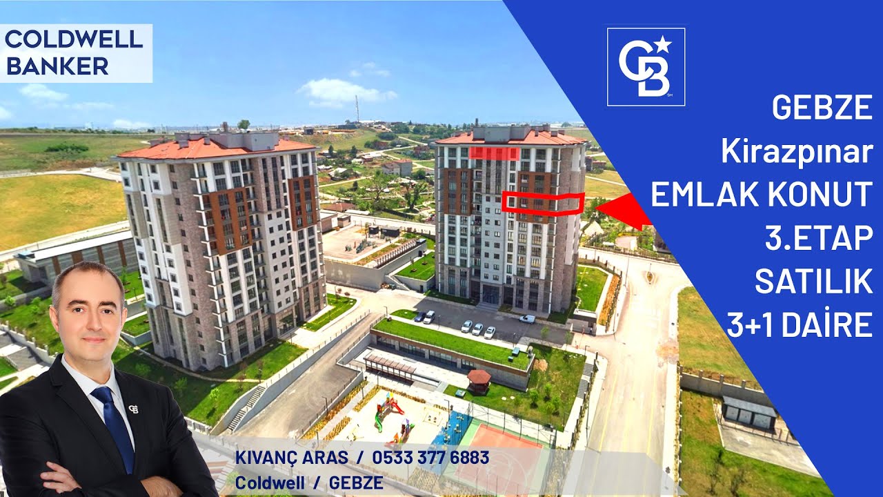 SATILDI !! GEBZE EMLAK KONUT 3.ETAP  3+1 DAİRE , MANZARALI , ARA KAT , LÜX