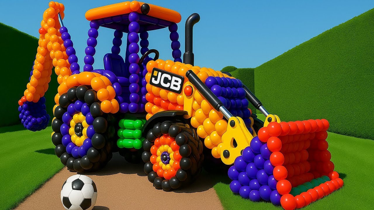 The mascot vibrato assistant JCB and Tractor placed on the football field is popular, co produced 11