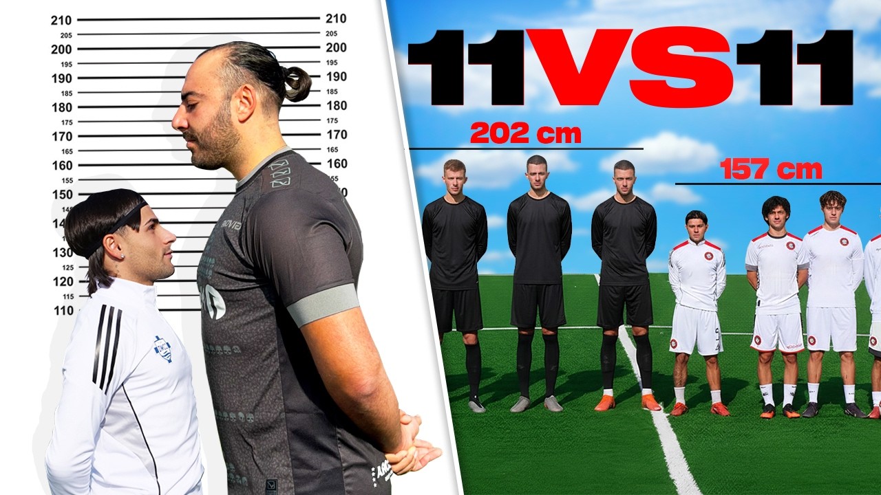 ⚽️⚔️ 11 CALCIATORI ALTI 200cm VS 11 CALCIATORI BASSI 160cm! | Chi è il più forte sul campo?