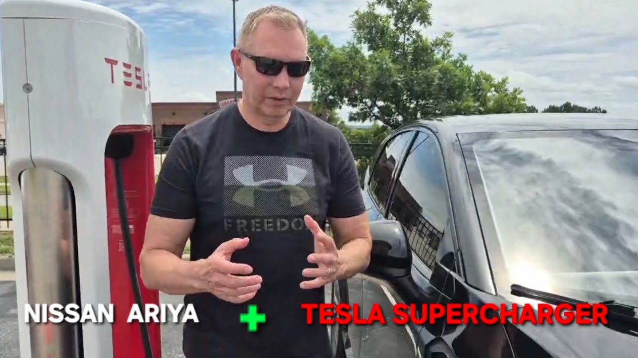 How to charge a Nissan Ariya at a Tesla supercharger using the MyNissan app (tutorial)