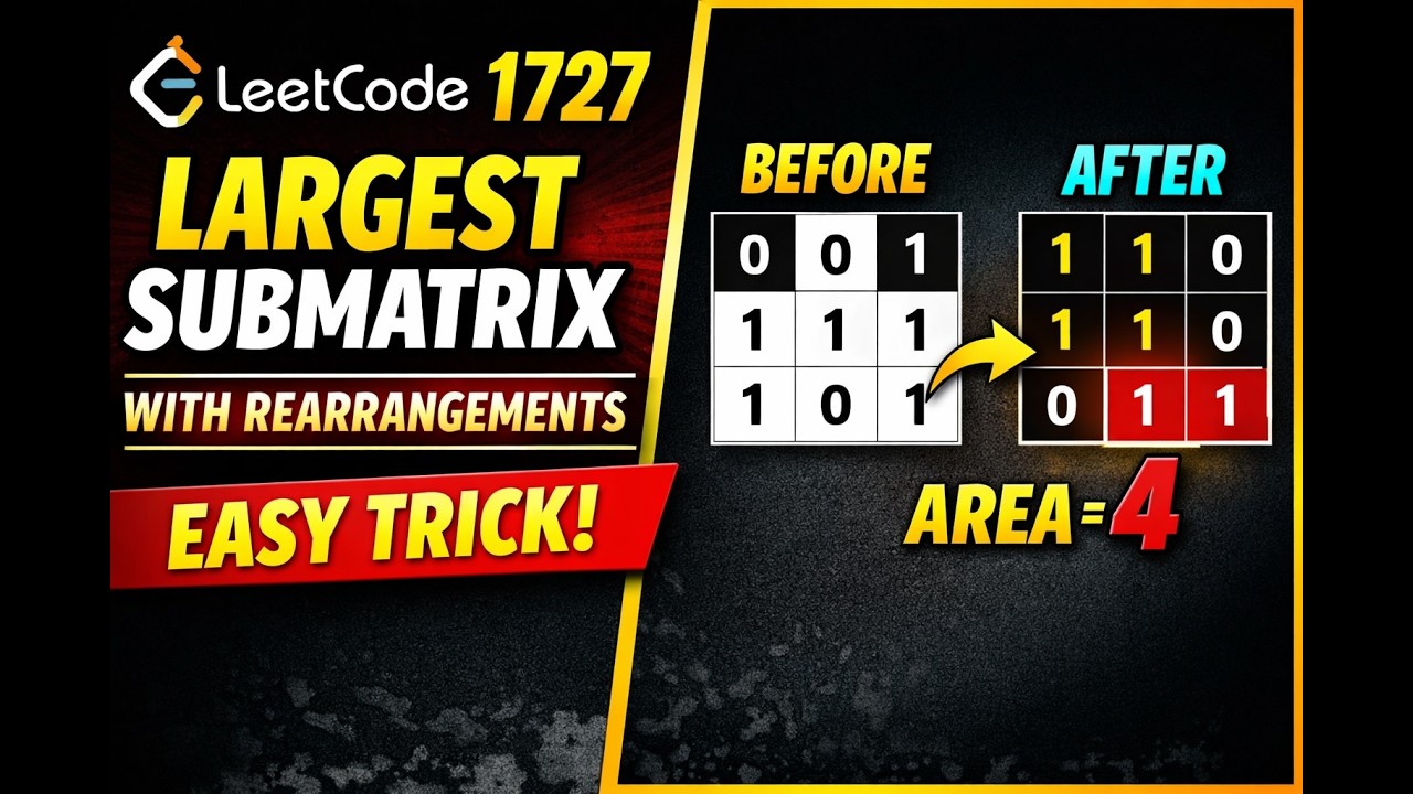 LeetCode 1727 | Largest Submatrix With Rearrangements | Optimal Python Solution 🔥 #coding #dsa