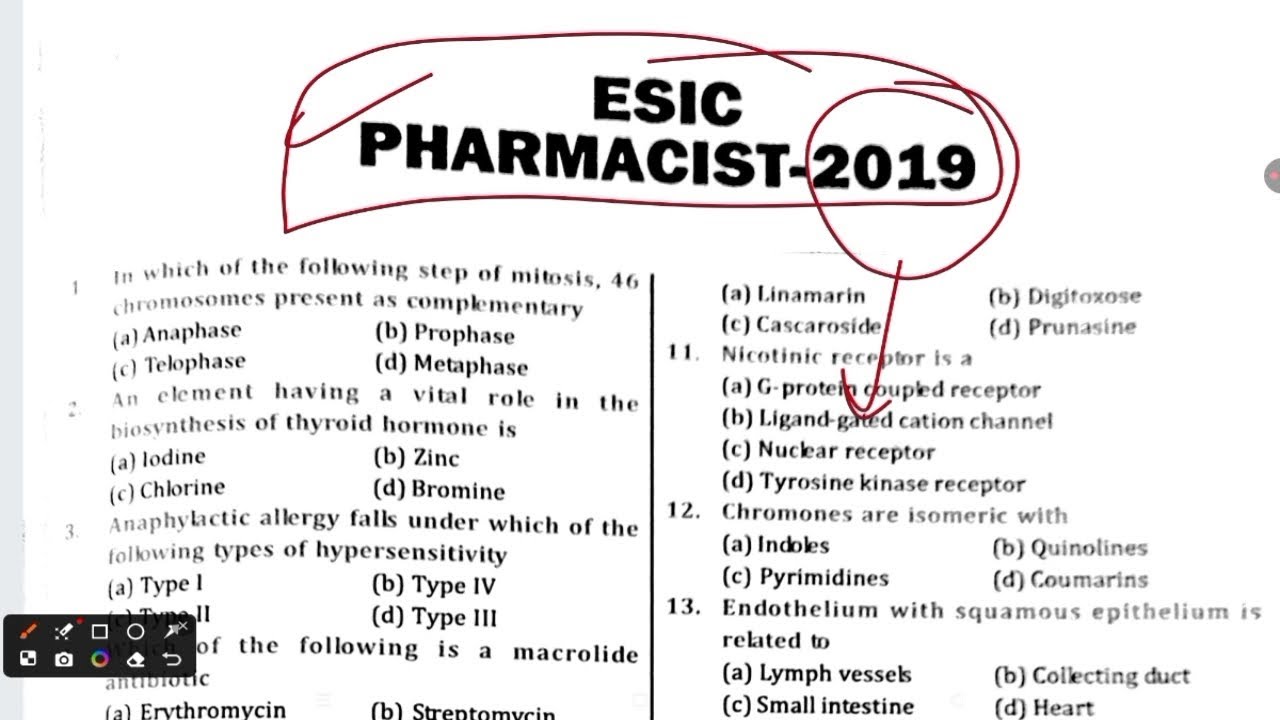 ESIC Pharmacist 2019 Question Paper with Solution | ESIC Pharmacist Exam Preparation | Part 1