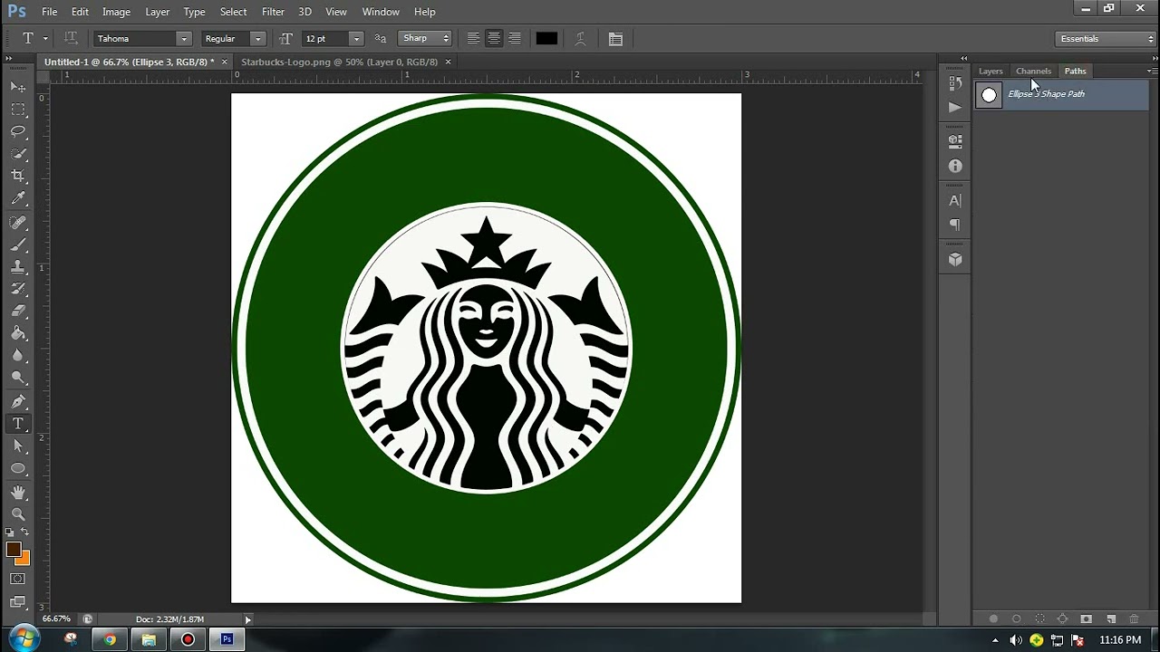 HOW TO CREATE LOGO ON PHOTOSHOP CS6 - Starbucks logo