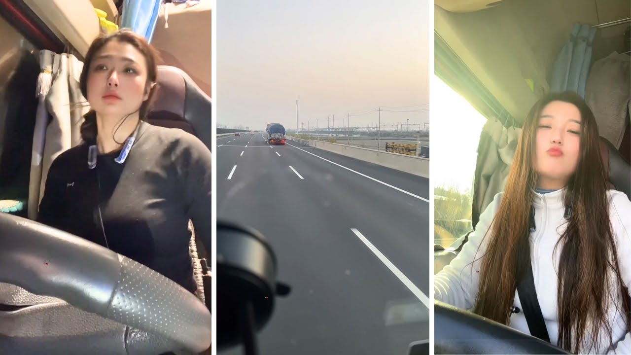Female Truck Driver Lianmei on Duty: Early Highway Run, Trailer Checks, and Real Work Moments