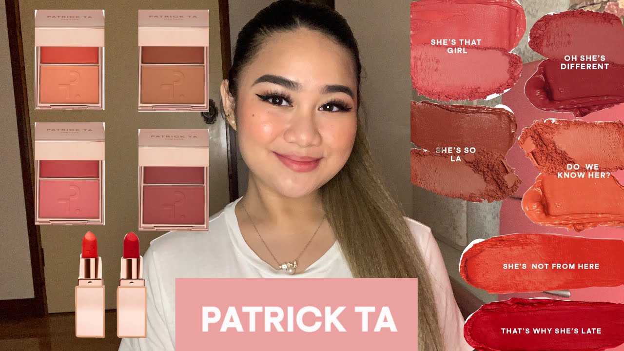 NEW PATRICK TA MAJOR HEADLINES DOUBLE TAKE CREAM AND POWDER BLUSH AND MATTE SUADE LIPSTICKS | ALL 4♡