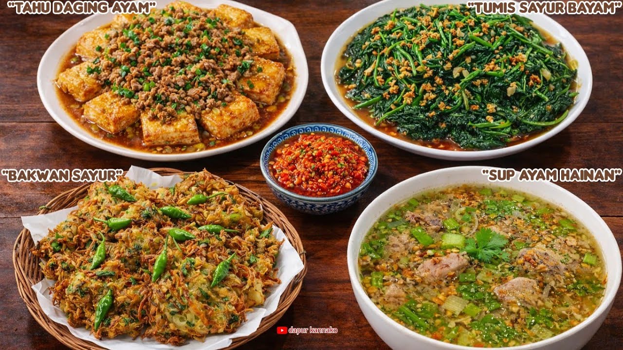 Ide Menu Buka Puasa & Sahur Enak Banget! Tahu Ayam, Tumis Bayam, Bakwan & Sup Hainan.