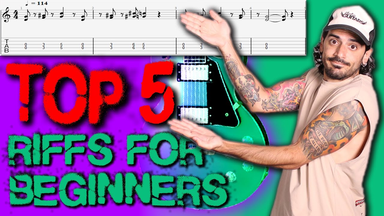 Top 5 EASY-TO-PLAY Guitar Riffs and How to PRACTICE Them EFFICIENTLY (w/TABS)