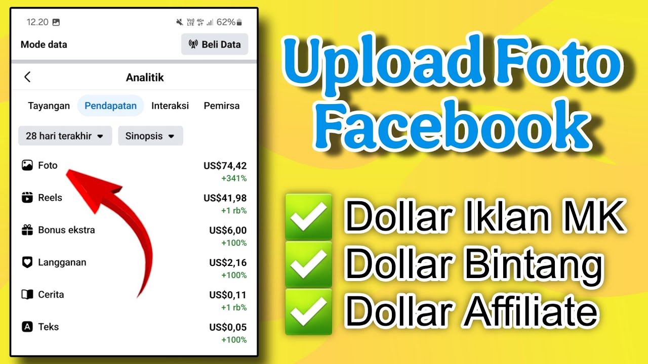 Cara upload Gambar di Facebook dapat Dollar dan Komisi Affiliate