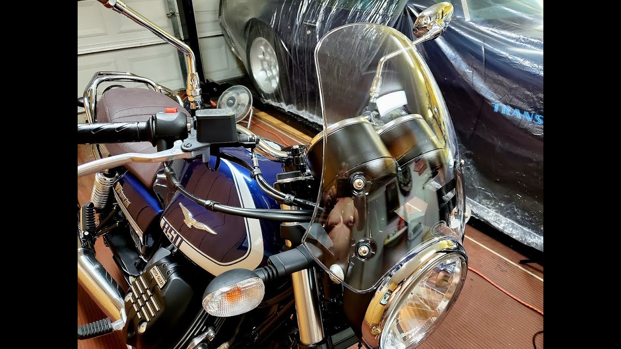 Dart Marlin Flyscreen installation on a Moto Guzzi V7 Special.