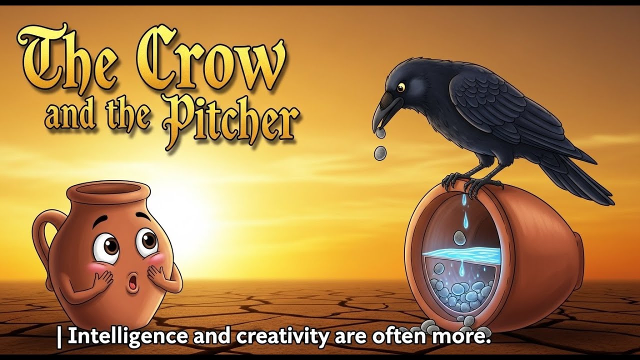 The Crow and the Pitcher 🐦💧 A Story of Genius & Creative Problem-Solving