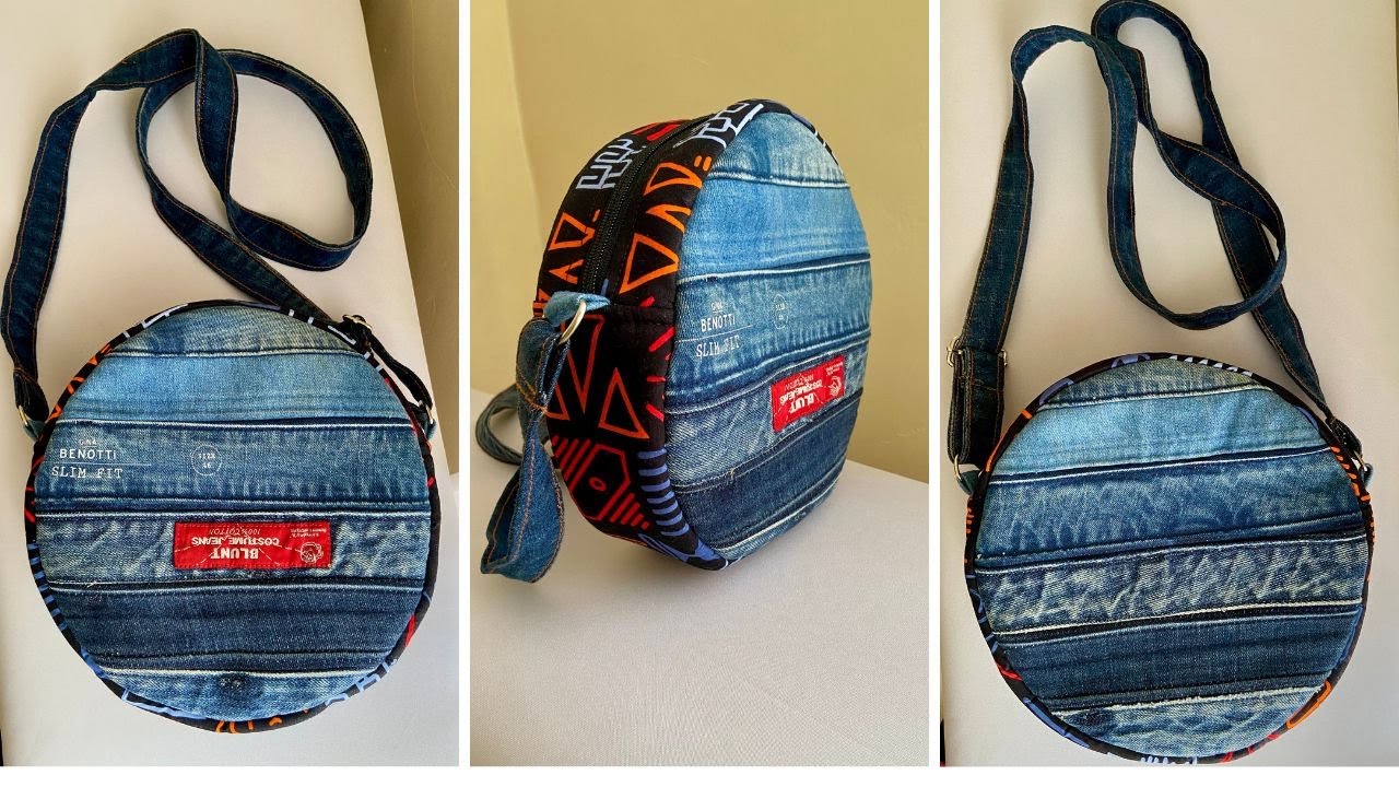 DIY Upcycled Denim Round Bag | How to Sew a Circle Bag