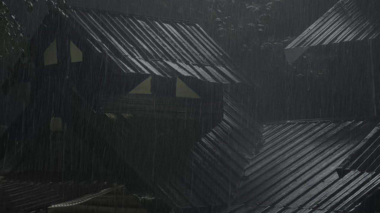 Sleep Immediately in Tin Tent | Long-Lasting Heavy Rain on Tin Roof at Night