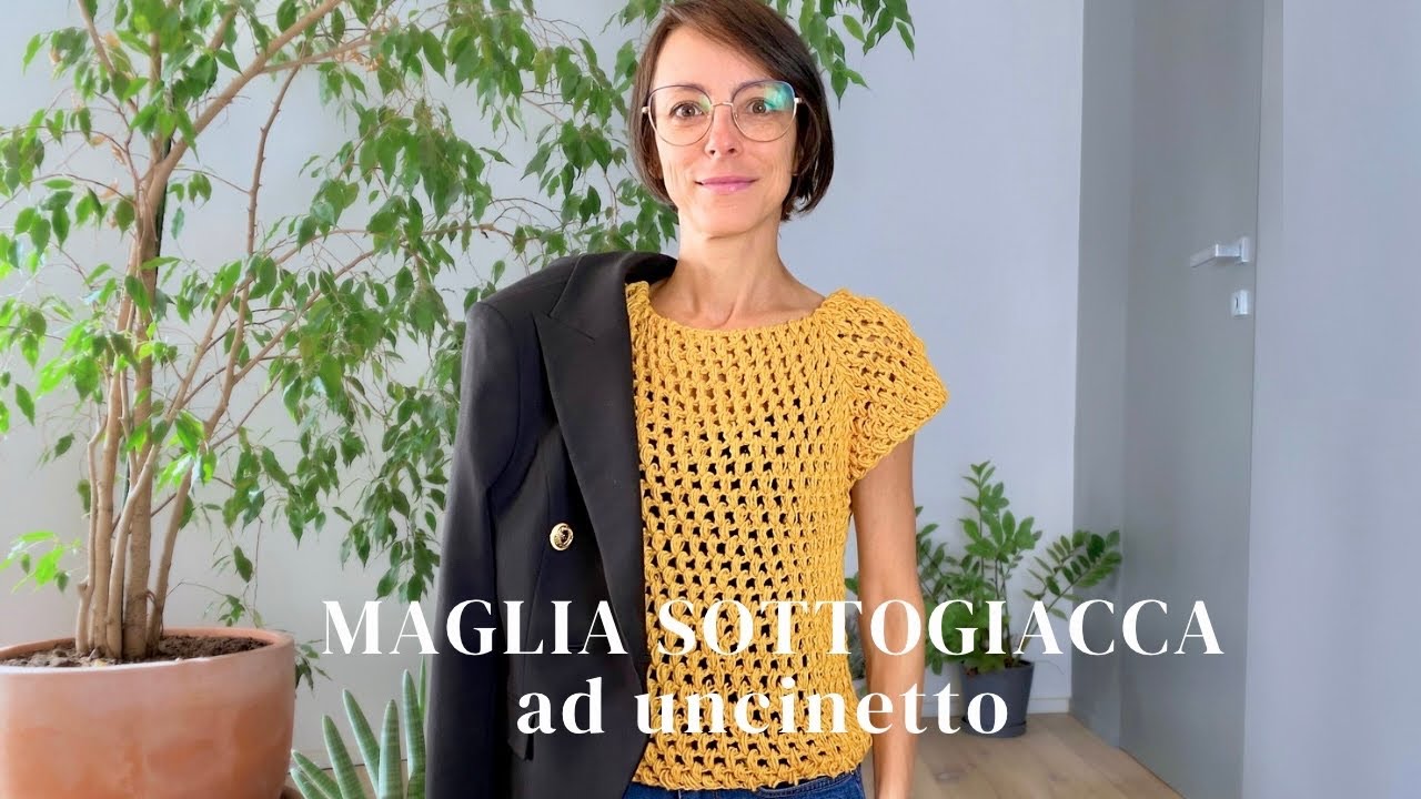 TUTORIAL MAGLIA TOP DOWN SOTTOGIACCA REALIZZATA AD UNCINETTO  A PUNTO PUFF FACILE - EASY CROCHET