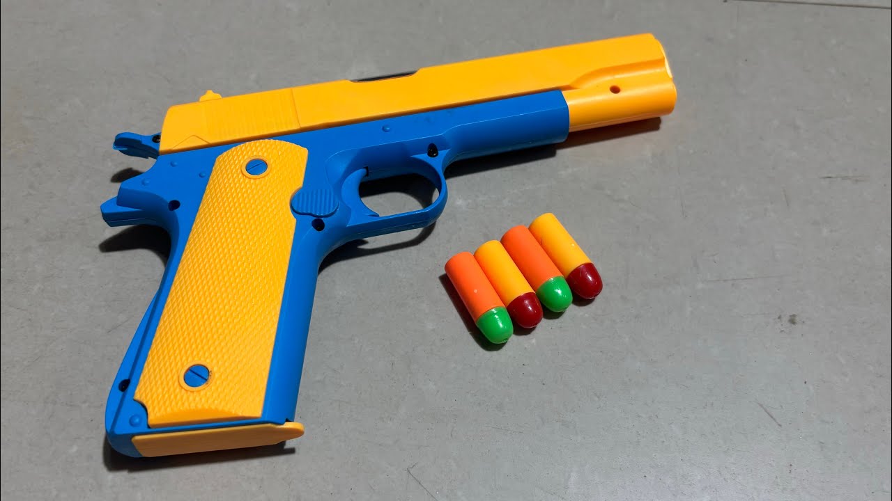 SOFT Bullet Gun Long Range Colt-M1911 Gun Unboxing and Testing Video #gun #soft #longrange