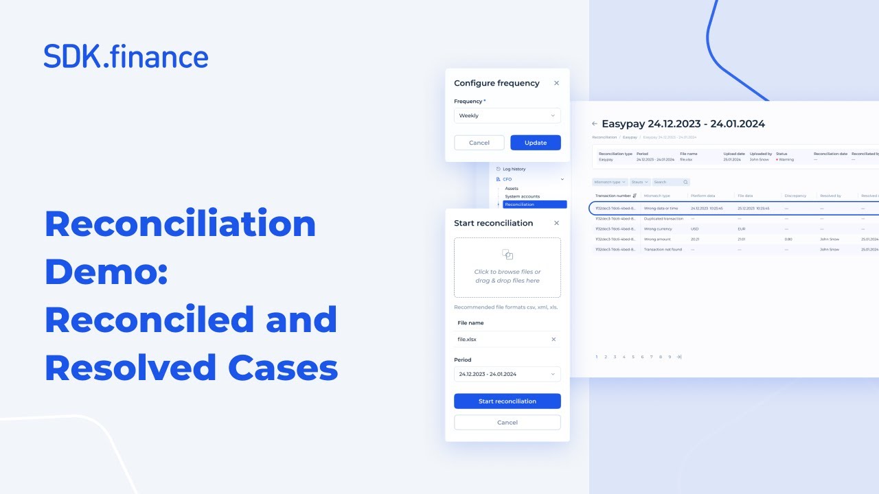 SDK.finance | Reconciliation Demo: Understanding Reconciled and Resolved Cases