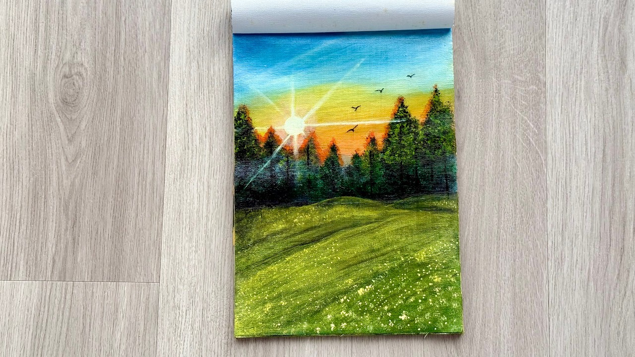 From Blank Canvas to a Peaceful Sunset | Relaxing Painting Process 🌅🎨