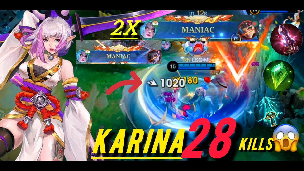 KARINA 28 KILLS 😱 DOUBLE MANIAC | Mobile Legends Gameplay#mobilelegends #mlbb #mobilelegendsbangbang