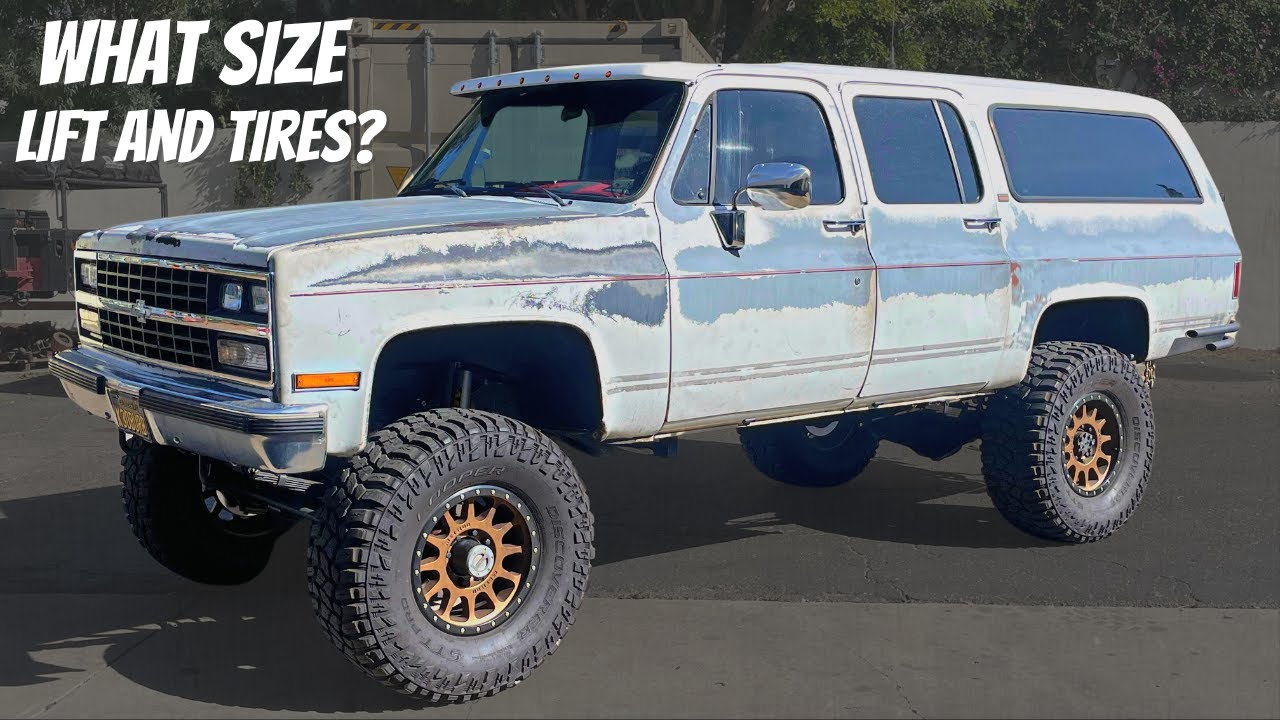 The correct way to lift your truck!  38's on a Squarebody Suburban!