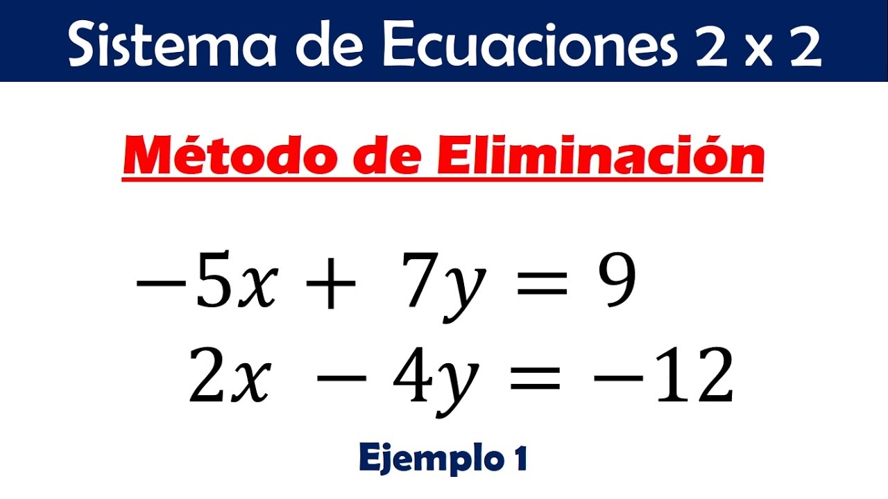 Sistema de Ecuaciones Lineales 2x2 por Método de Eliminación  Paso a Paso - Ejemplo 1