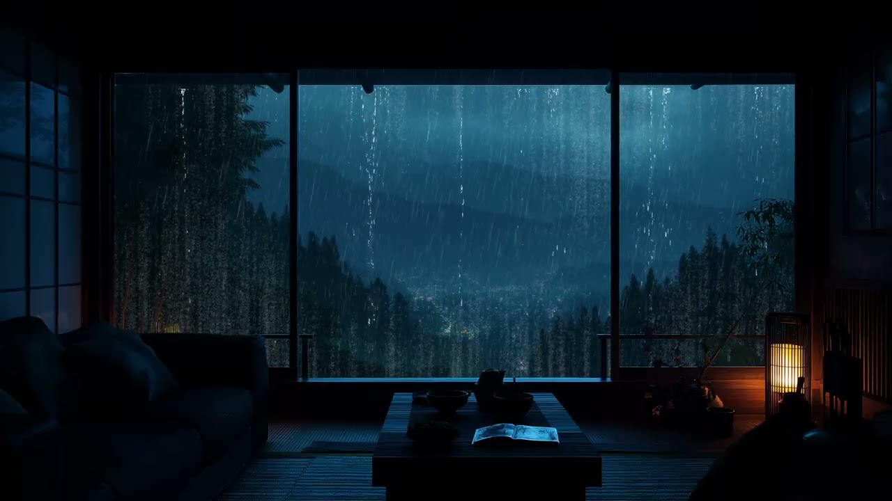 A Dark Empty Room Touched by Rain (No Ads) Minimal Ambience for Deep Sleep 🌧️