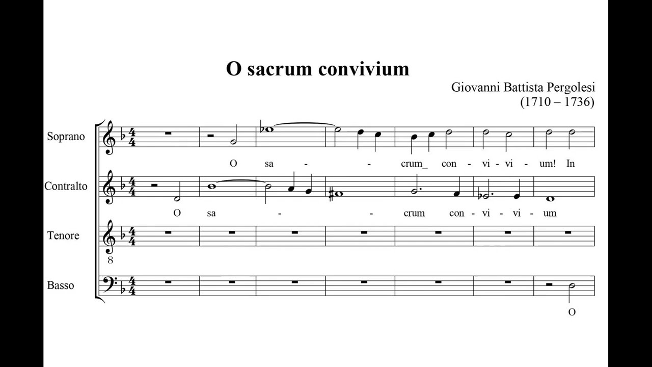 Pergolesi, Giovanni Battista (1710 - 1736)  O Sacrum Convivium [attribuzione].