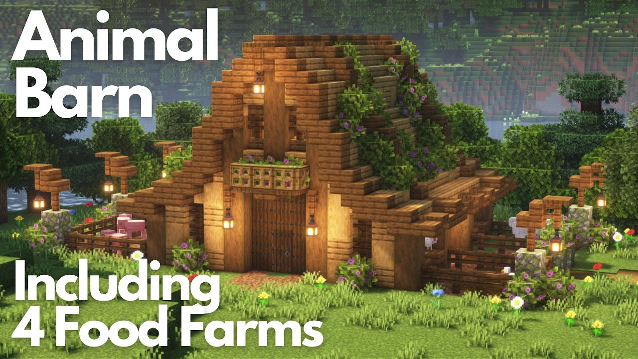 ANIMAL BARN INCLUDING 4 FOOD FARMS | Minecraft Tutorial | Java [1.21+]