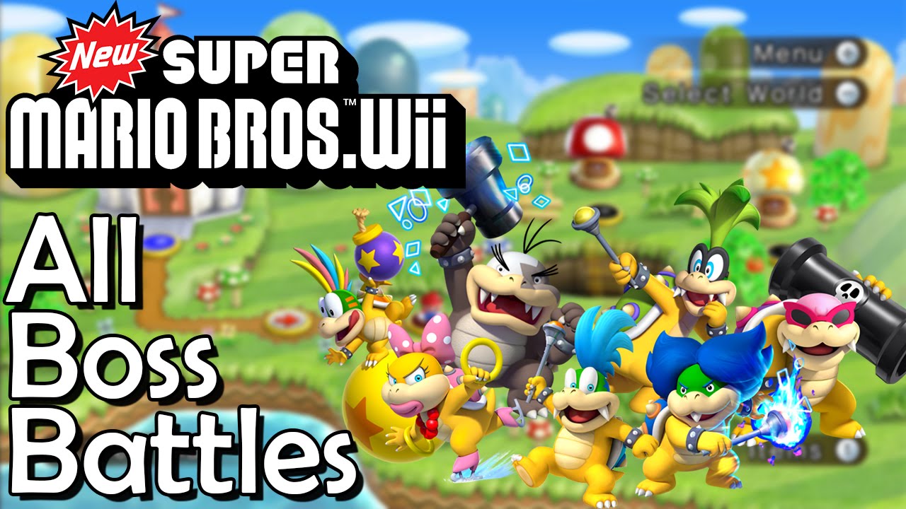 New Super Mario Bros. Wii - All Bosses (3 Players)